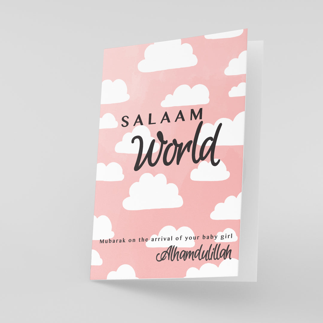 Salaam World Islamic Newborn Baby Girl Mubarak Card