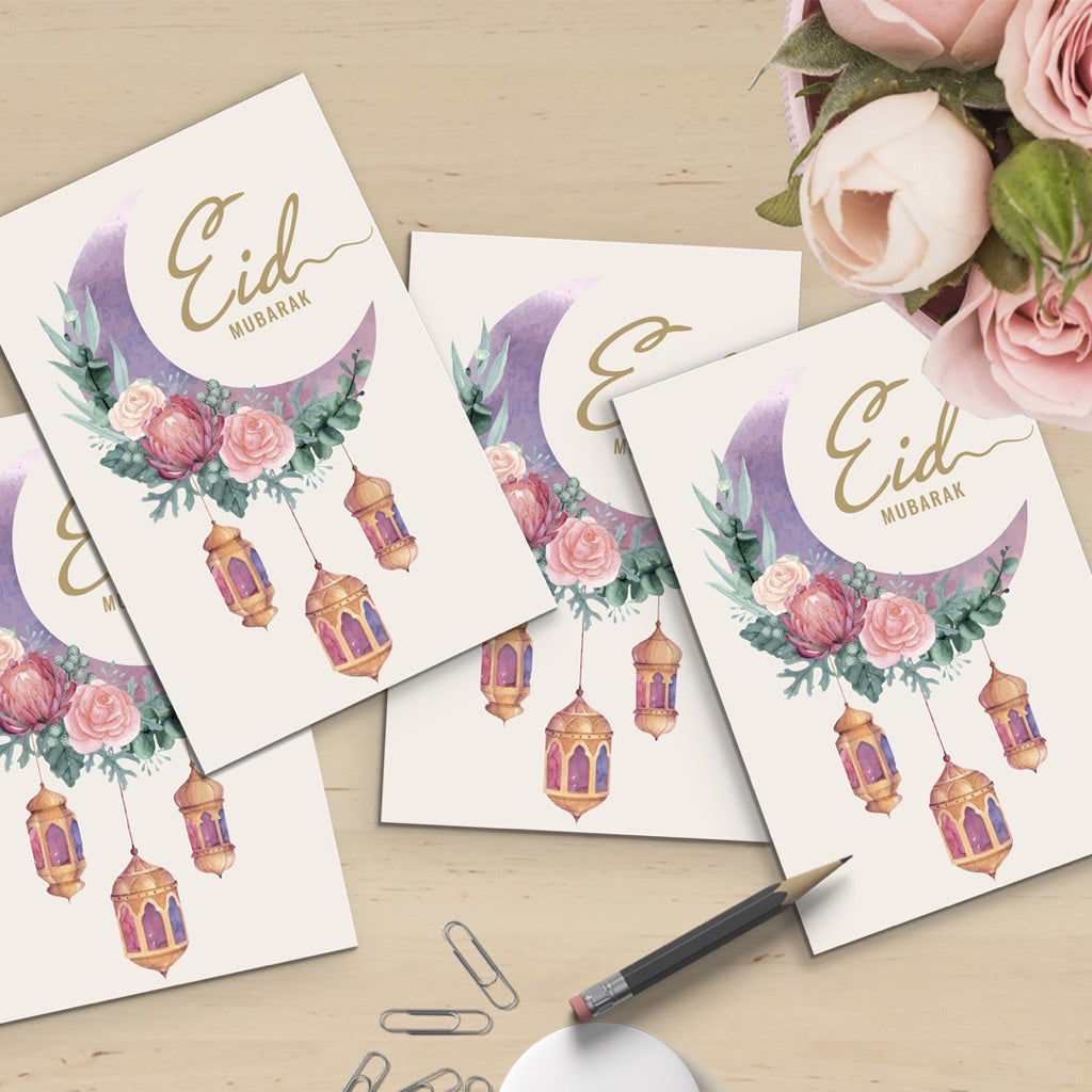 4 Pack Eid Mubarak Greeting Card (A6)